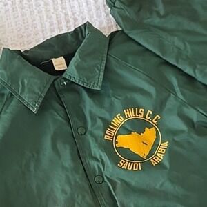 VTG Rolling Hills CC Saudi Arabia Men M Green Golf Bomber Jacket USA 80s Coaches